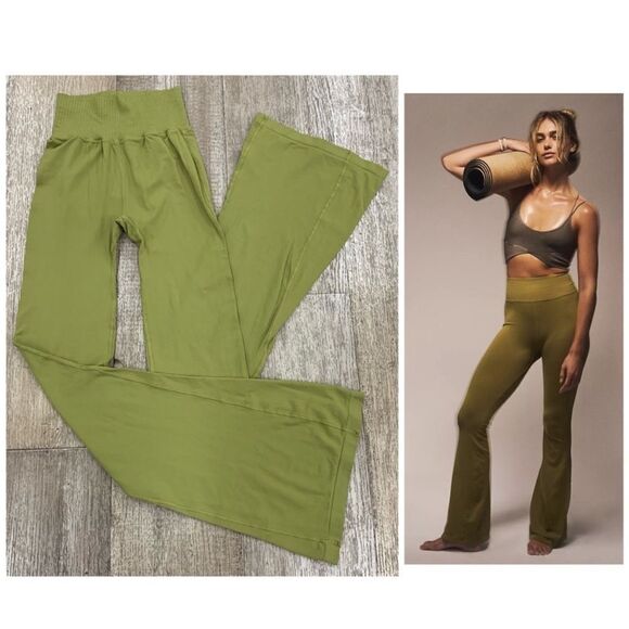 Free People Good Karma Flare Pants In Dusty Military - Picture 1 of 3